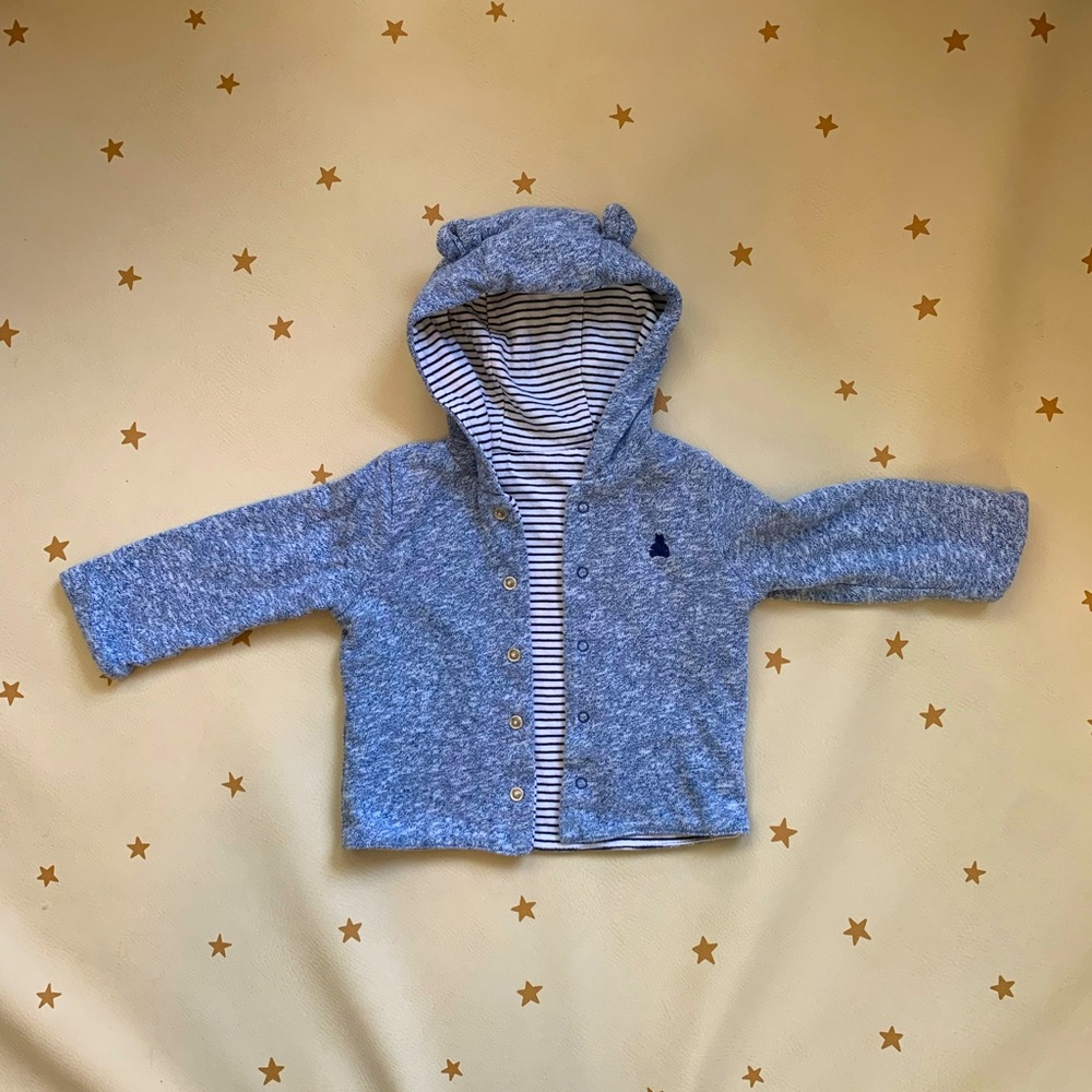 Baby Gap reversible bear hoodie in blue (size 6-12M)